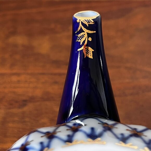 Lomonosov Russian Imperial Porcelain Cobalt Net Mini Teapot 5.25" Tall 2+ Cups - Picture 8 of 15